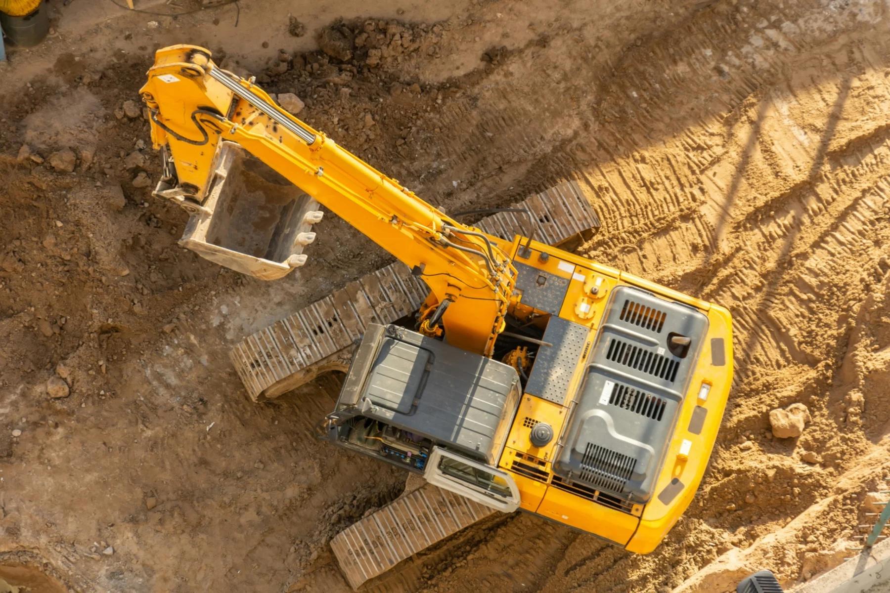 Excavator viewed from above