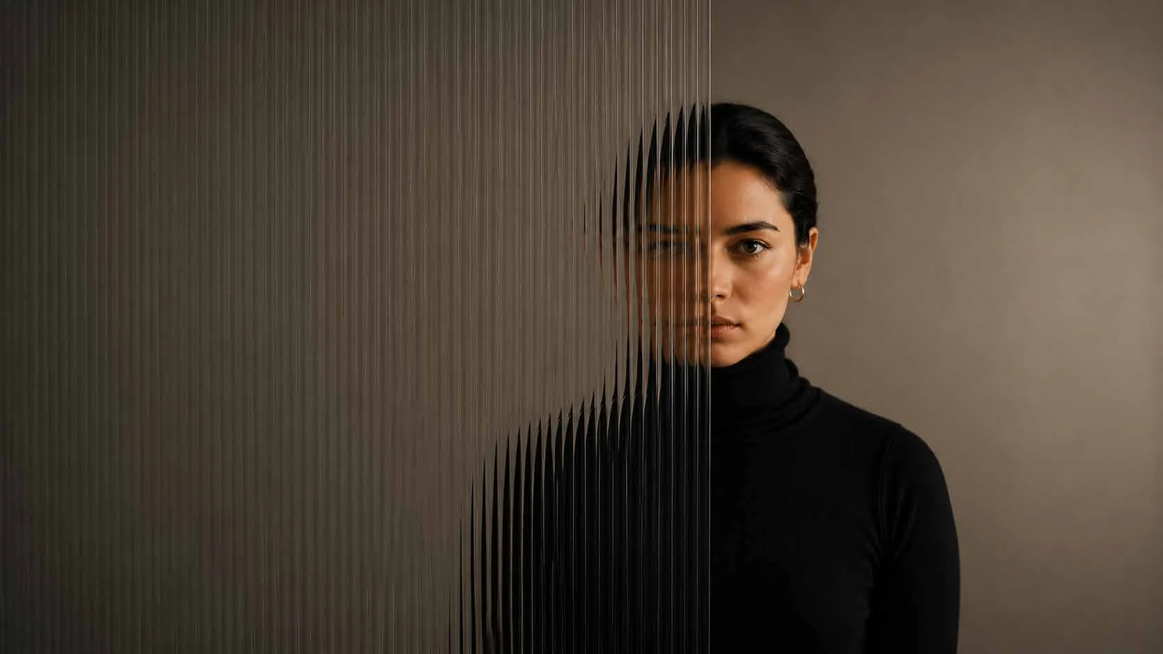 Portrait behind textured glass
